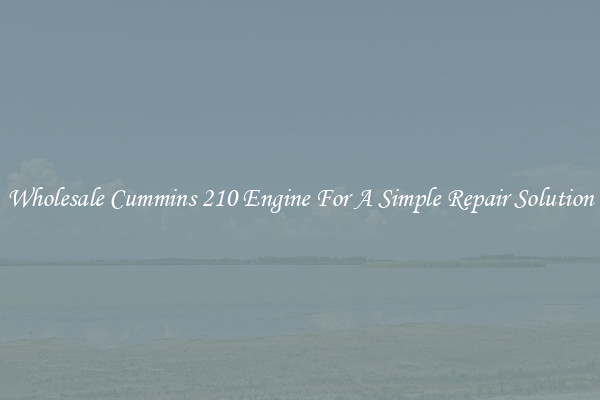 Wholesale Cummins 210 Engine For A Simple Repair Solution