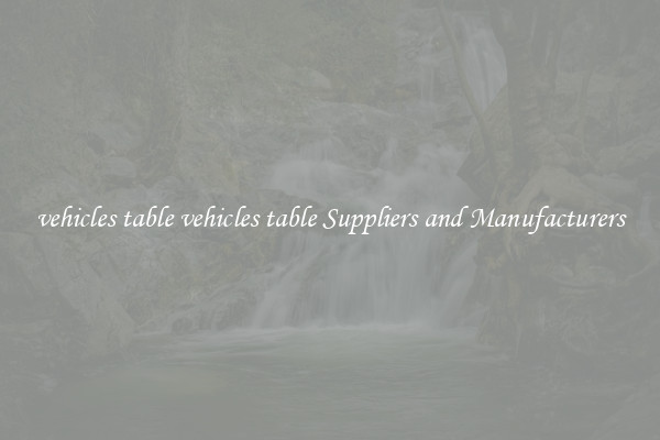 vehicles table vehicles table Suppliers and Manufacturers